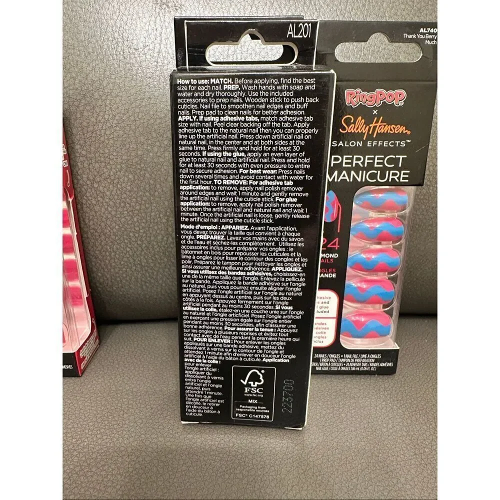 Sally Hansen 6 Sets of Almond Shaped Press On Nails New